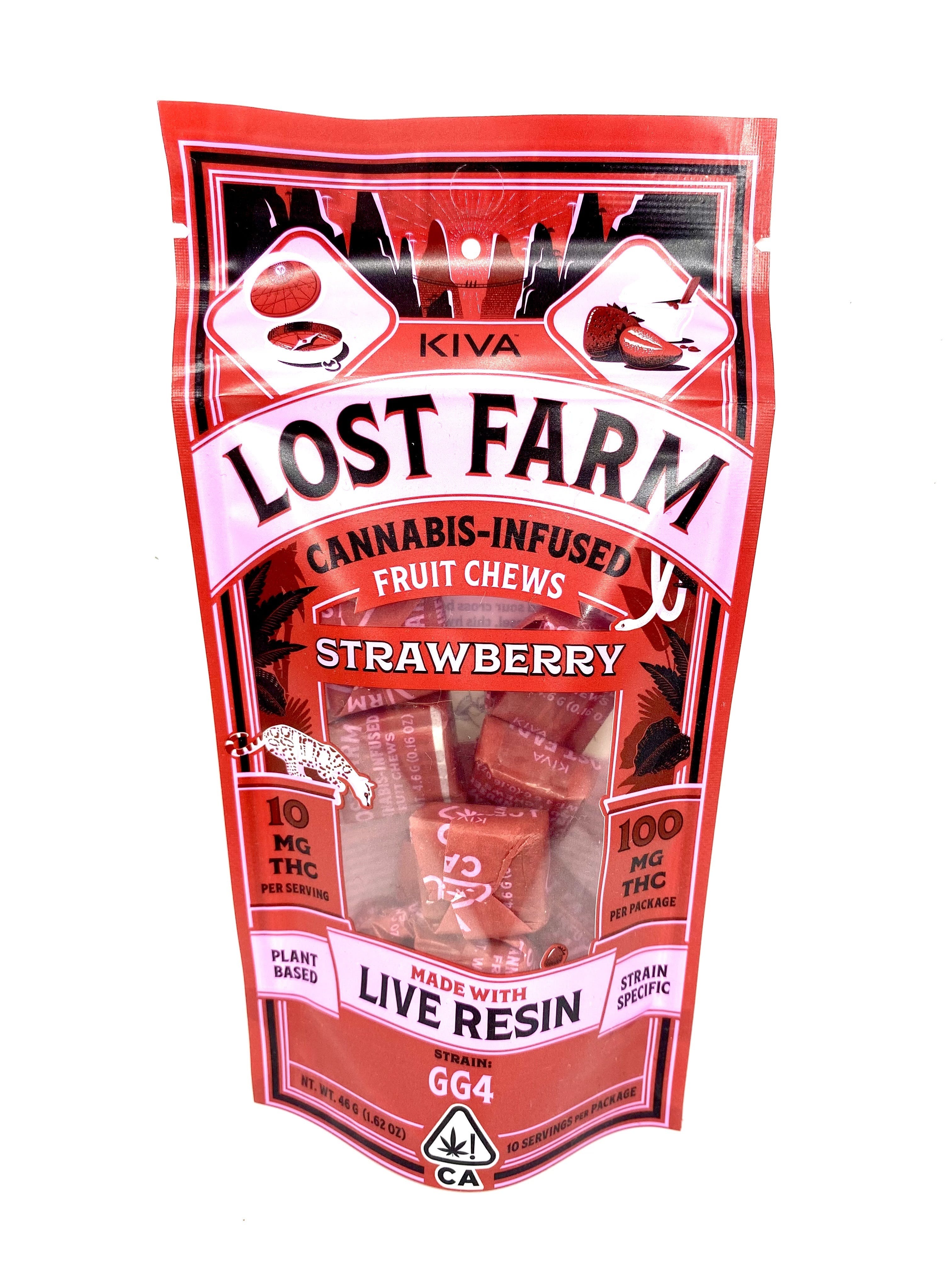 Photograph of product: Lost Farm - Chews - Strawberry x GG4 - 100mg