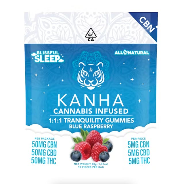 Photograph of product: Tranquility Sleep 1CBD:1CBN:1THC Gummies - 