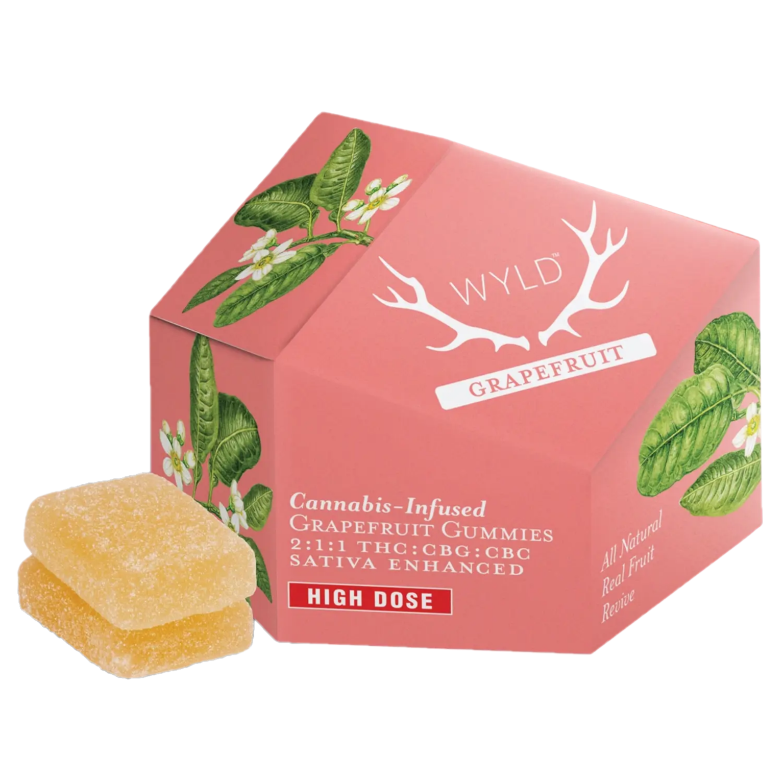 Photograph of product: Wyld Grapefruit 2:1:1 200mg THC/100mg CBG/100mg CBC Gummies Rec