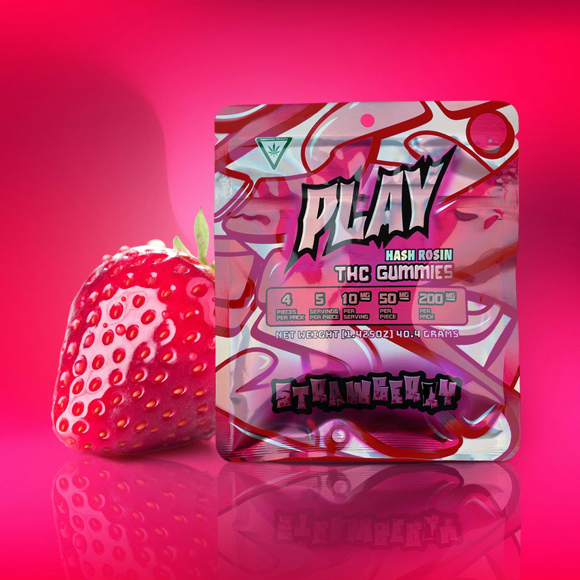 Photograph of product: AU Play: Strawberry 200mg Gummies (4 X 50mg)