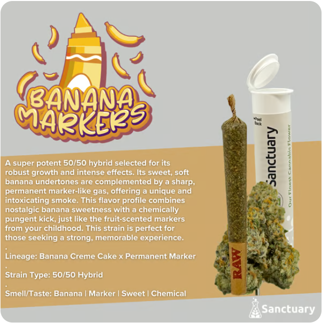 Photograph of product: Pre-Roll - Banana Markers - 1g