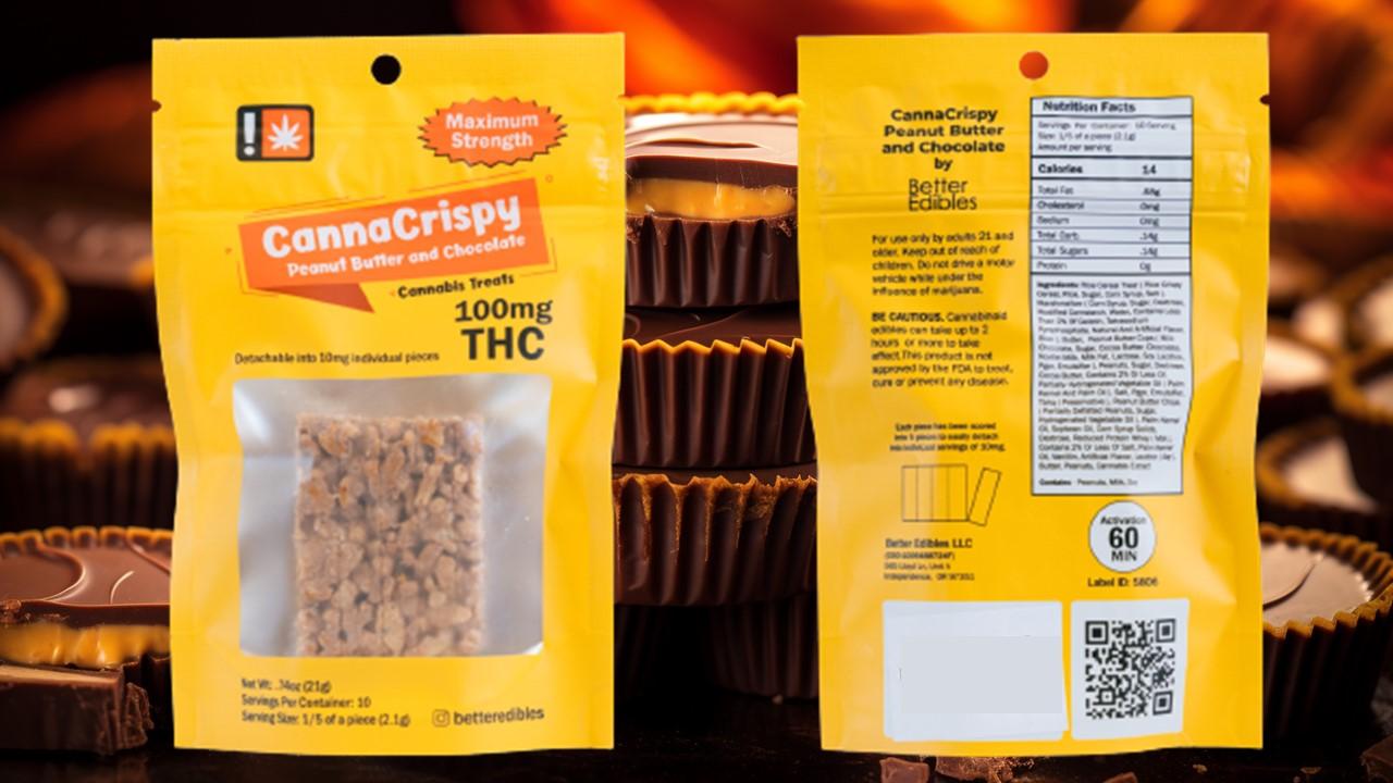Photograph of product: CannaCrispy | 100MG | Peanut Butter & Chocolate Rice Crispy Treat (Hybrid)
