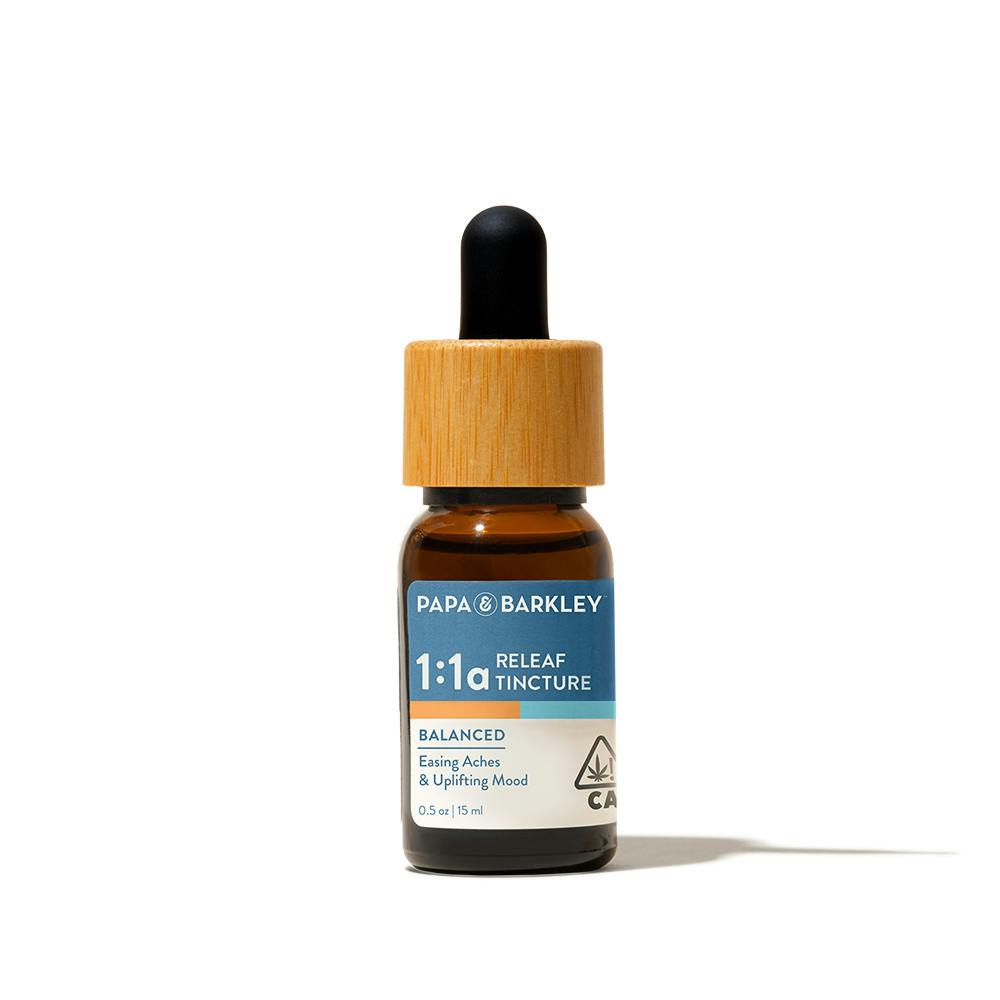 Photograph of product: Papa & Barkley | Releaf Tincture (1:1 CBD:TH-ouia) 15ml | 209mg TH-ouiA/ 210.4mg CBD/248.7mg TH-oui
