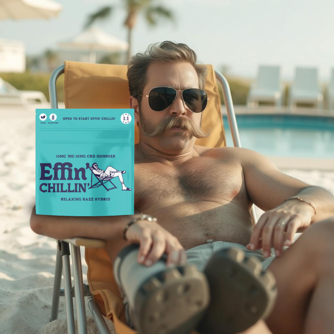 Photograph of product: Effin-Chillin Relaxing Razz 1:1 TH-oui:CBD-Gummies-100mg
