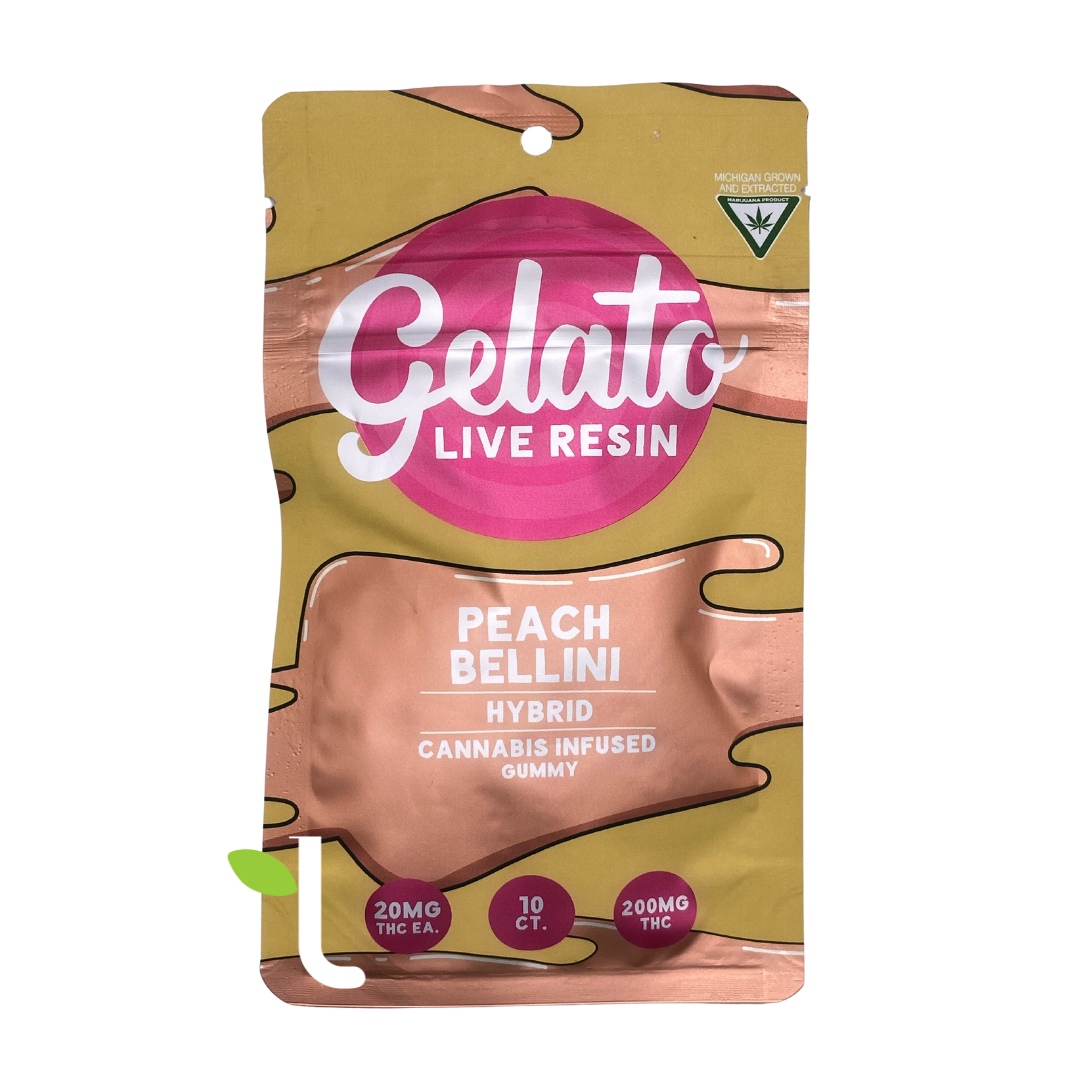 Photograph of product: Peach Bellini | 200mg Live Resin Gummies (20mg/pc)