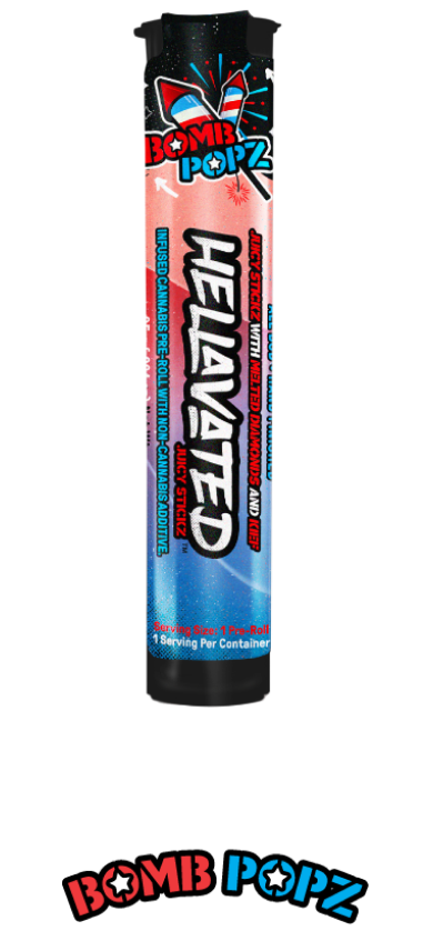 Photograph of product: Hellavated Juicy Stickz Bomb Pop Infused Preroll ICP