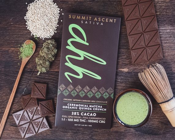 Photograph of product: Matcha Crunch Ascent | 1:1 TH-oui:CBG | RSO Milk Chocolate | 20pc of 5mg*