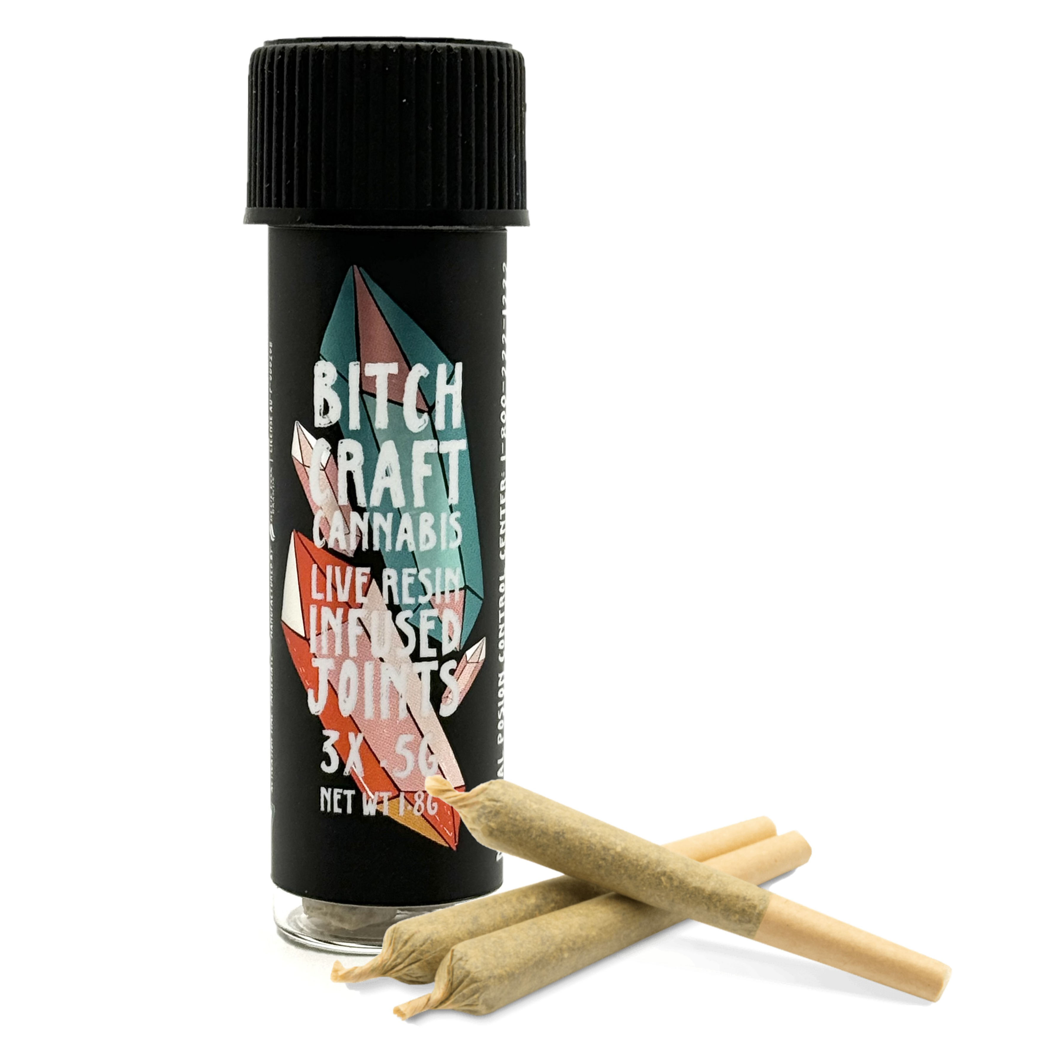 Photograph of product: Bitch Craft Thick Thighs Thin Patience 3pk Live Resin Infused Prerolls Rec