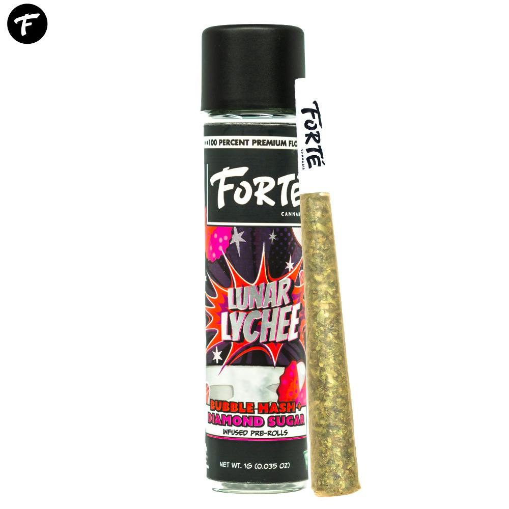 Photograph of product: Forte | Lunar Lychee | 1g | Bubble au chocolat x Diamond Sugar Pre-Roll