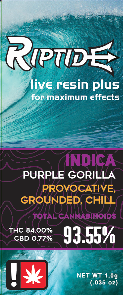 Photograph of product: Riptide - Purple Gorilla (I) - Live Resin Cartridge 1g
