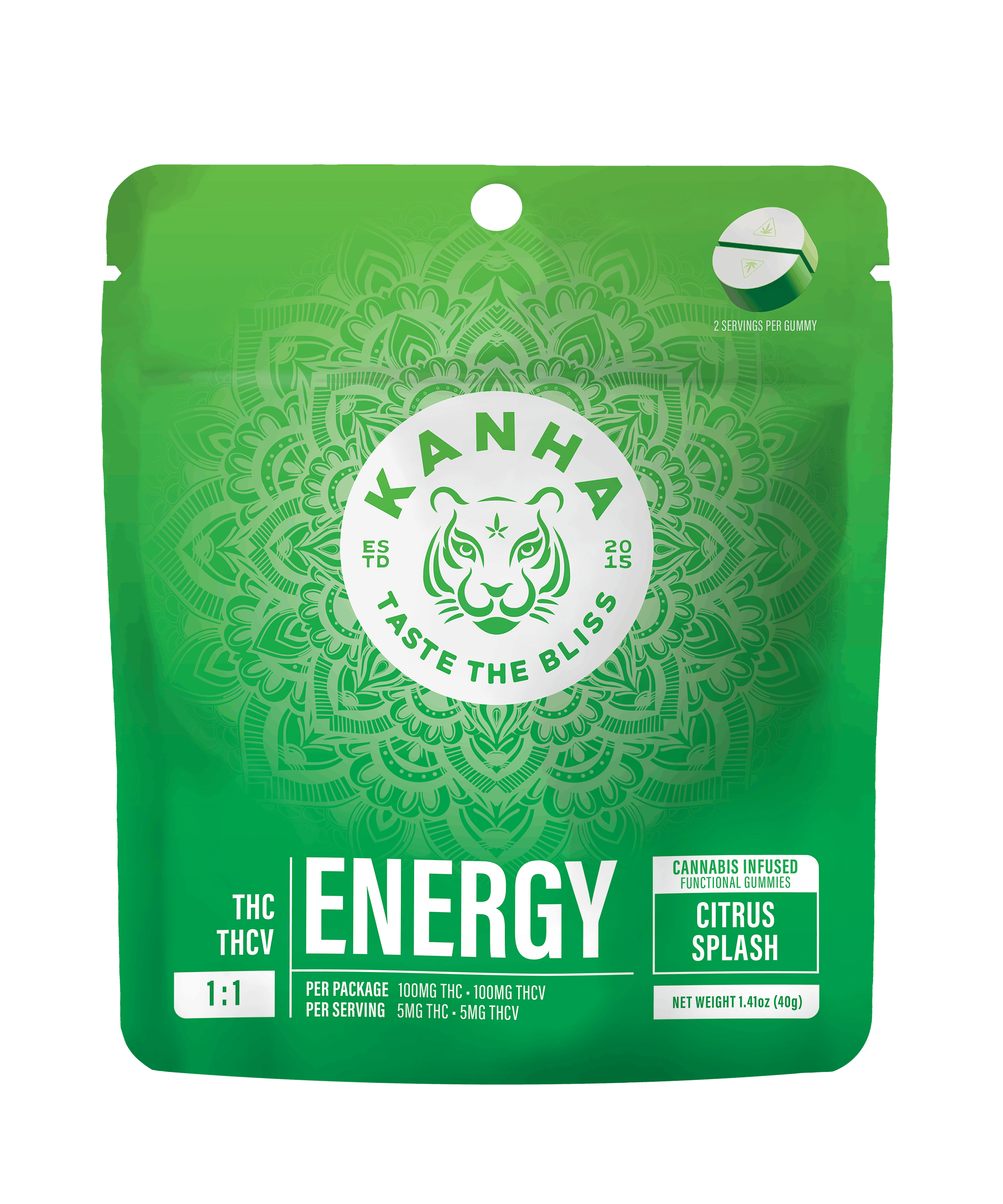 Photograph of product: Kanha | Energy 1:1 Citrus Splash | 100mg Gummies