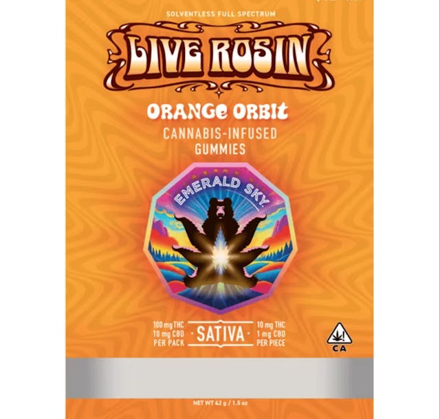Photograph of product: Orange Orbit Live Rosin Gummies - 