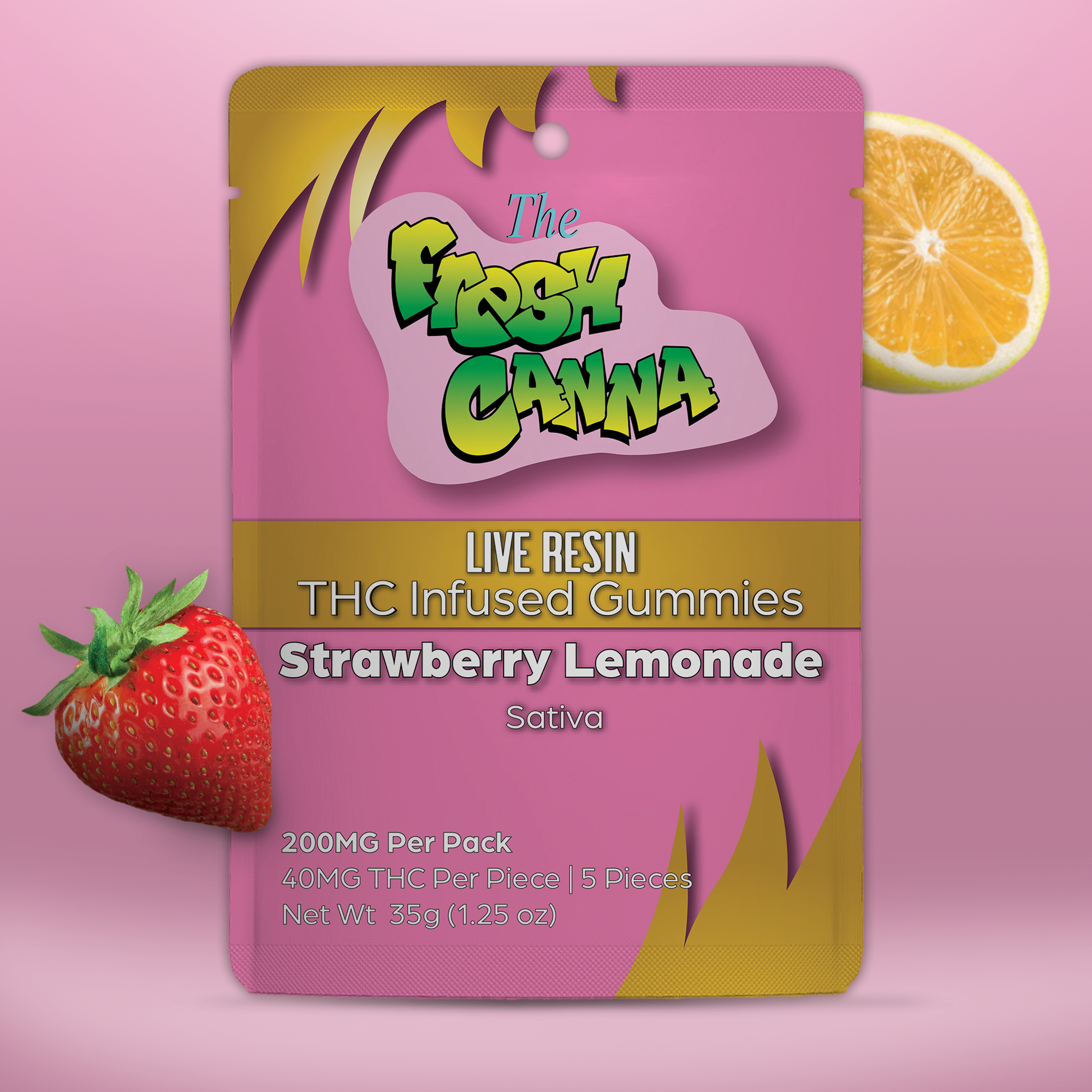 Photograph of product: Fresh Canna | Strawberry Lemonade | 200mg Live Resin Gummies