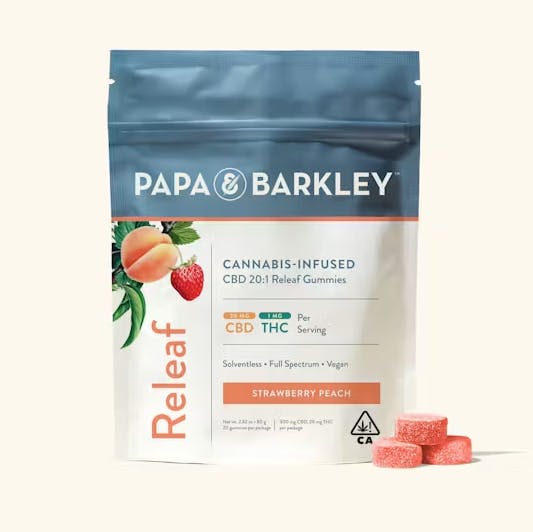 Photograph of product: STRAWBERRY PEACH CBD RELEAF GUMMIES