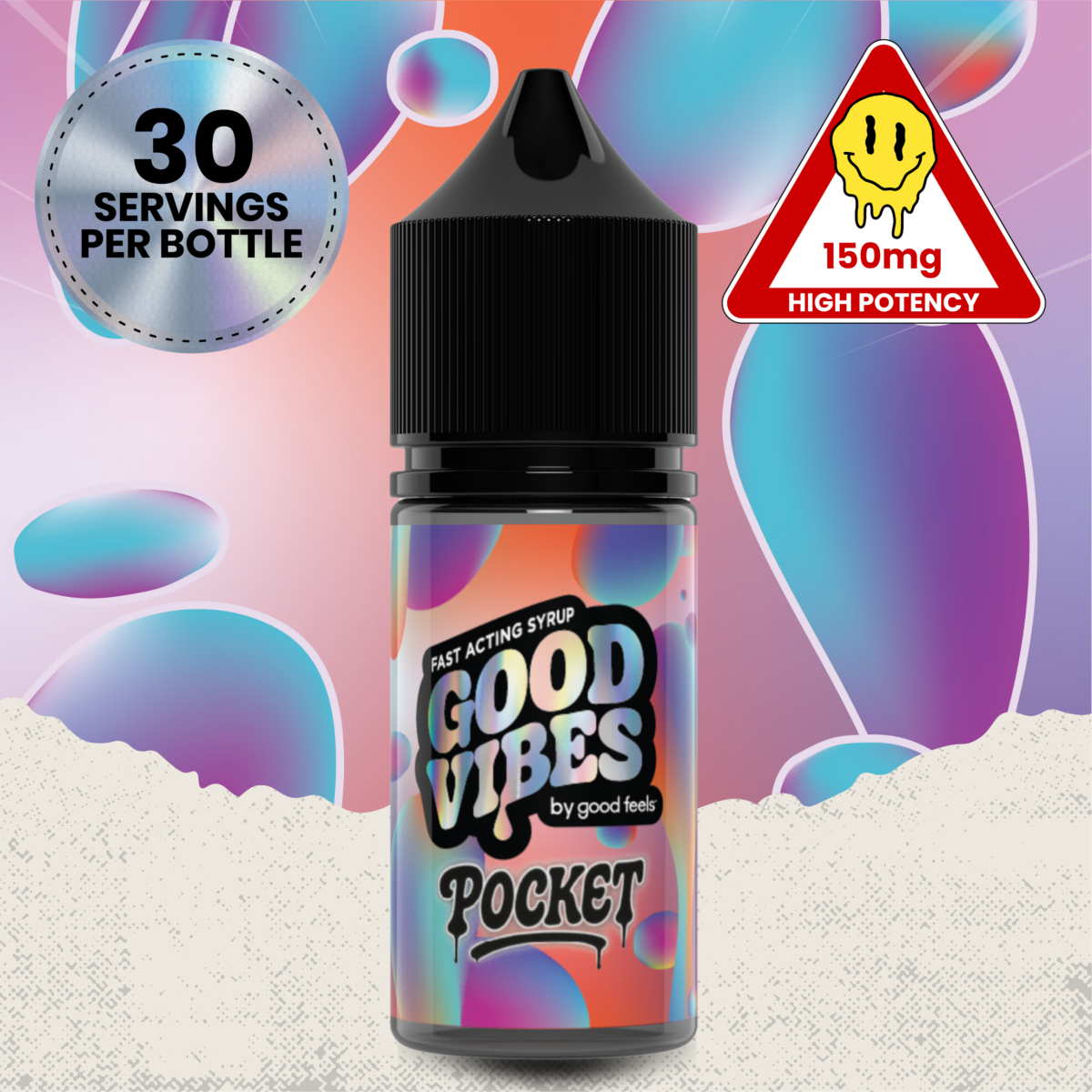 Photograph of product: Pocket Size Unflavored | Fast Acting Syrup | 150mg