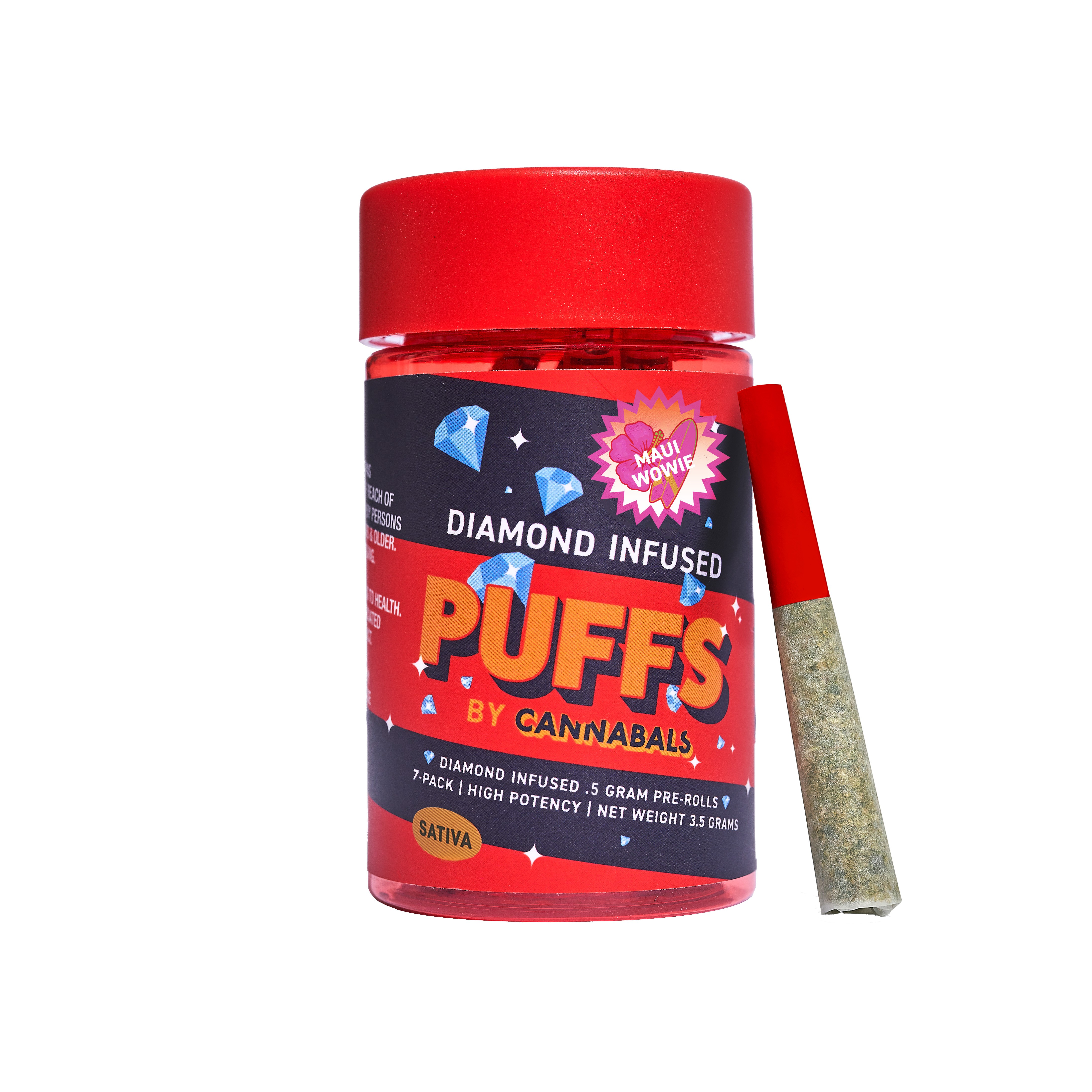 Photograph of product: Cannabals | Maui Wowie | Puffs Diamond Infused Pre-rolls | 7pk
