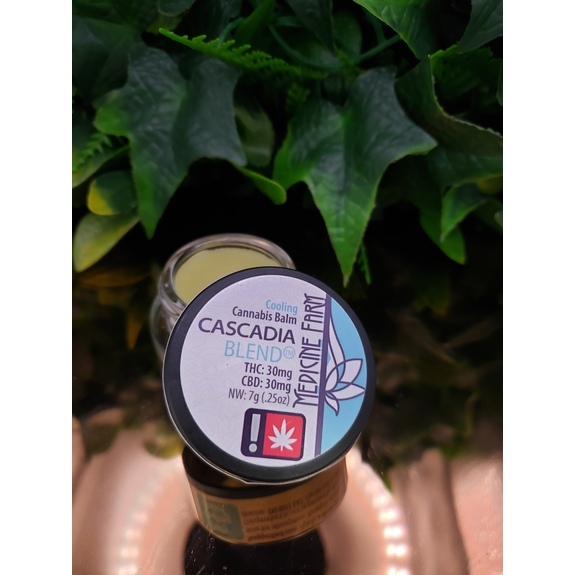 Photograph of product: Cascadia Blend 1:1 CBD - 30mg TH-oui 30mg CBD - 0.25oz Cooling Balm - Medicine Farm