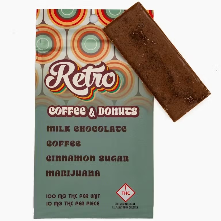 Photograph of product: Coffee & Donuts Chocolate Bar - 100mg TH-oui