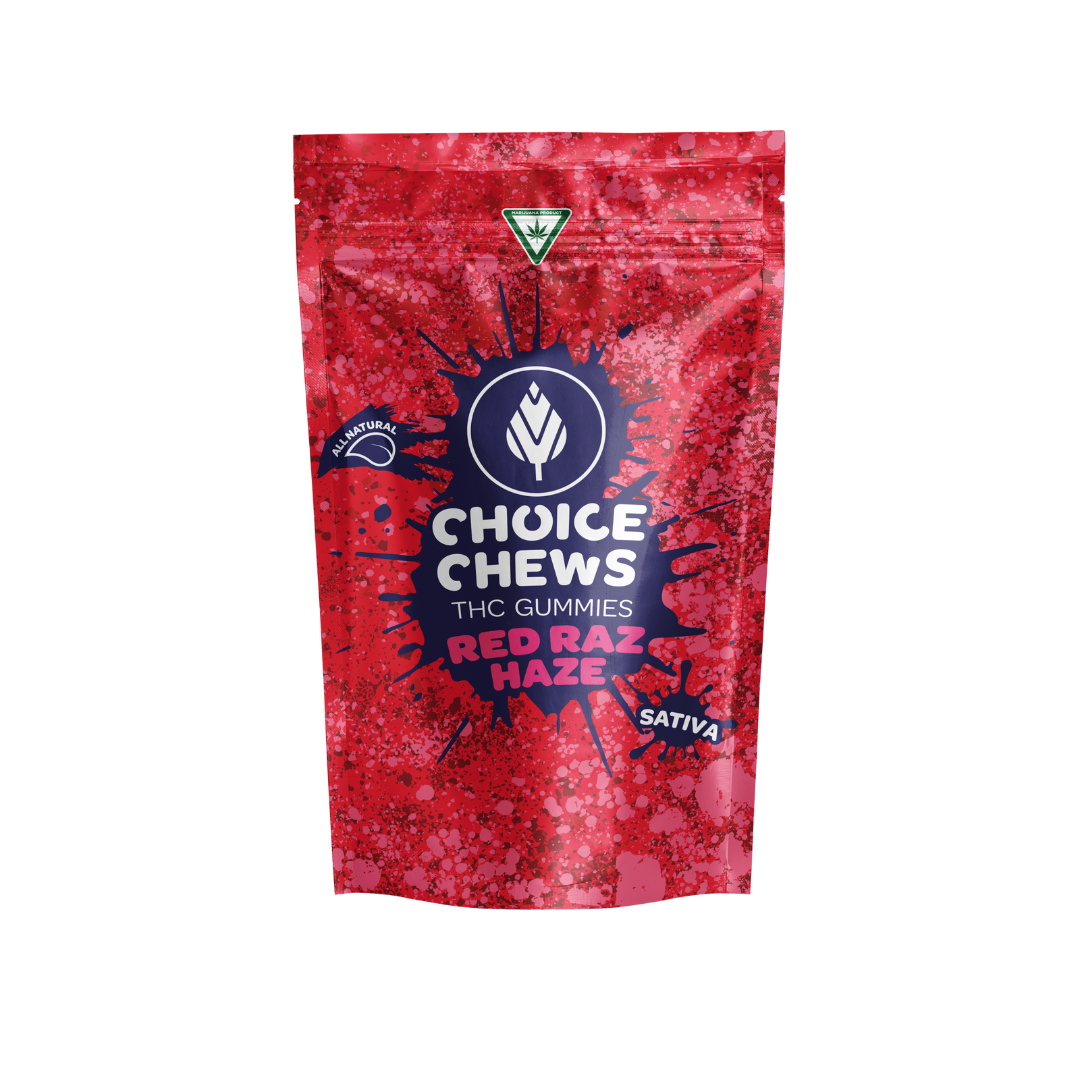 Photograph of product: Choice | Chews Red Raz Haze Gummies | 200mg