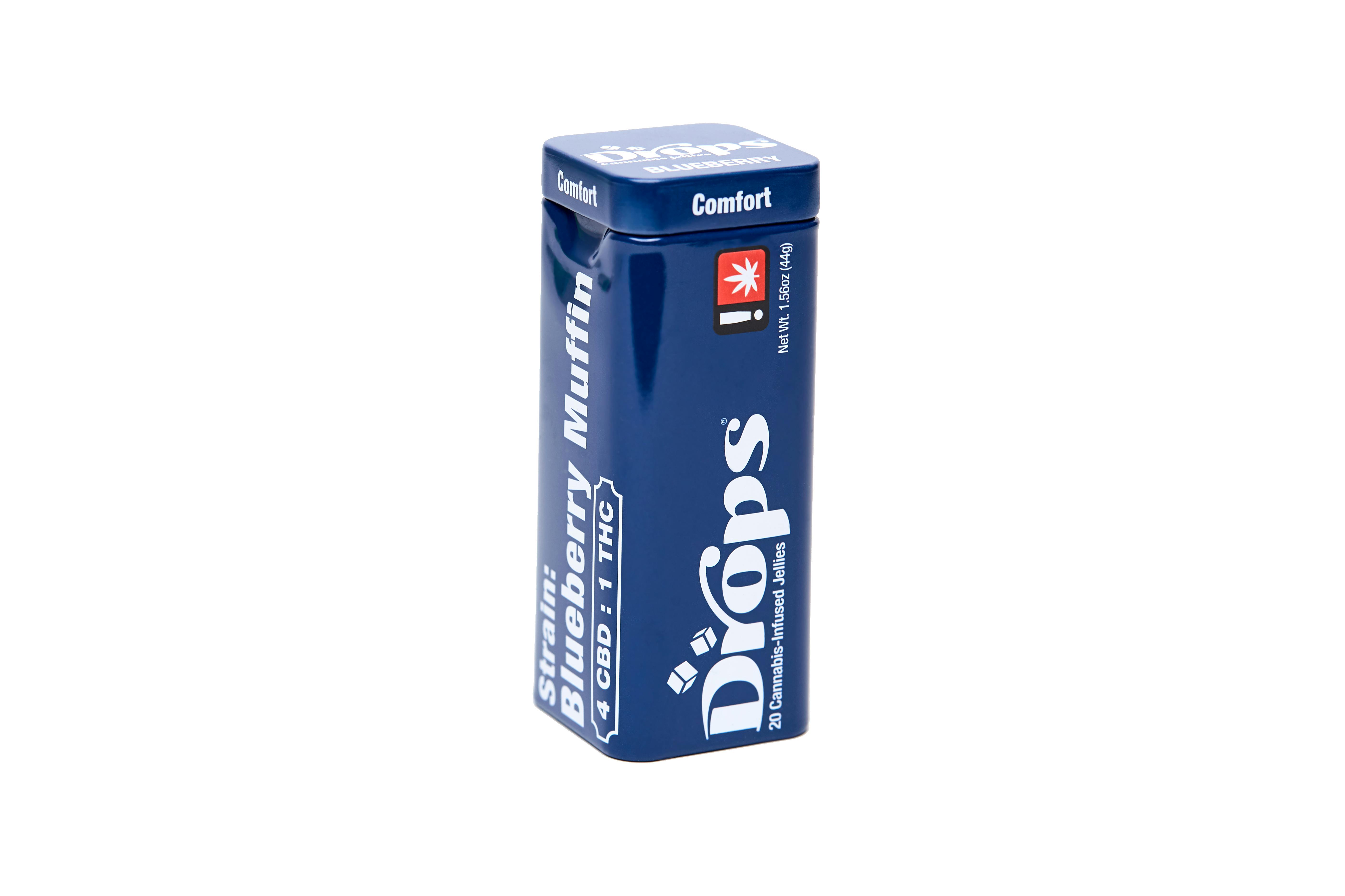 Photograph of product: Drops - Blueberry (Oreoz) - 4:1 CBD/TH-oui - Live Rosin - Gummy - 1ct - 250mg
