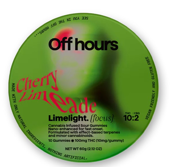 Photograph of Product: Off Hours - Limelight (Focus) Sour Cherry Limeade Gummies 10pk - 100mg