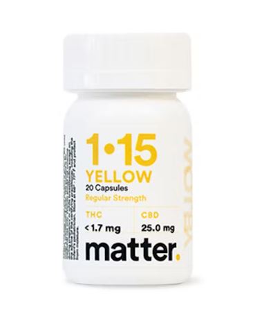 Photograph of product: matter. Yellow 1:15 Capsules 30ct