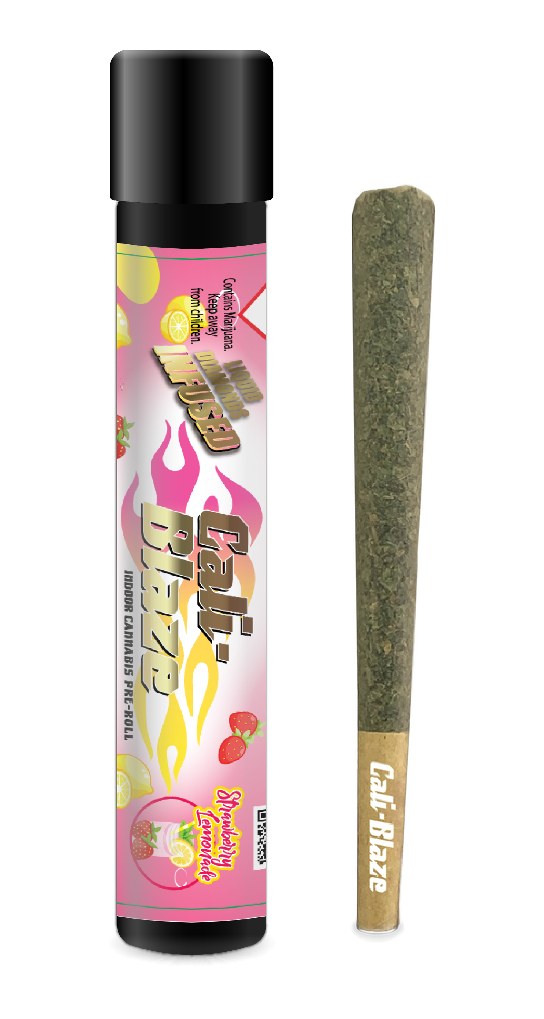 Photograph of product: Cali Blaze Strawberry Lemonade Diamond Infused Joint 1.2g