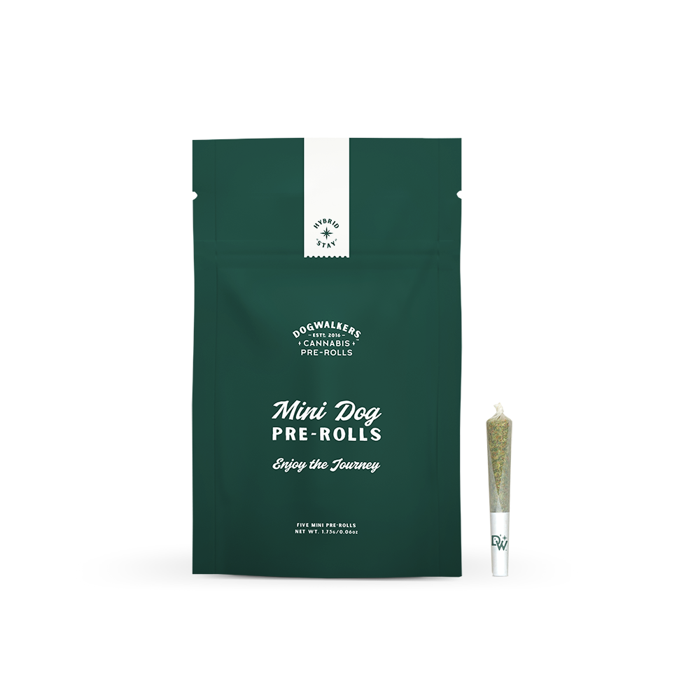 Photograph of product: Dogwalkers | Pre-Roll Pack | East Coast Sour Diesel Mini - 5pk | 1.75g