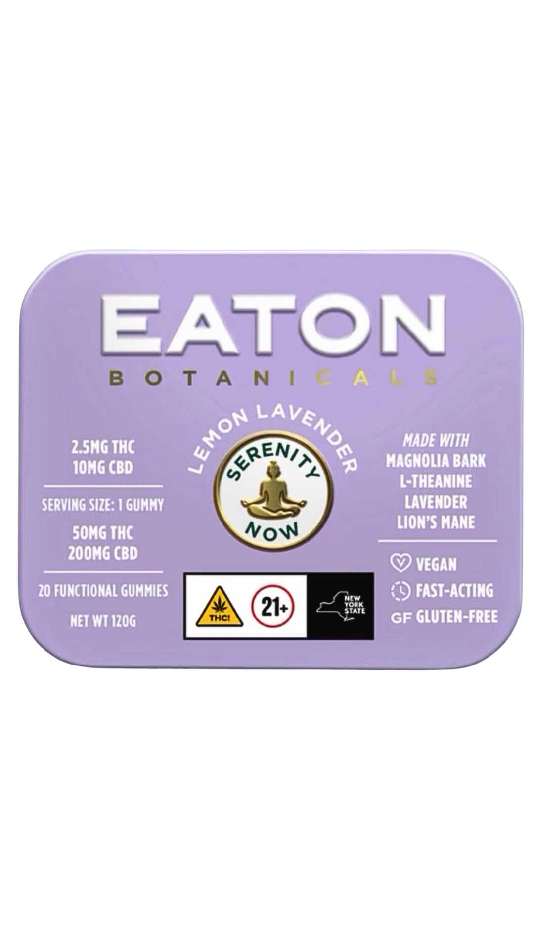 Photograph of product: Eaton Botanicals | Lemon Lavender Serenity Now | Gummies | 50mg