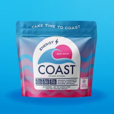 Photograph of product: Coast Oui'd Co. ENERGY | Berry Boost Gummies | 5mg TH-ouiV: 5mg CBC: 5 mg TH-oui (100mg)