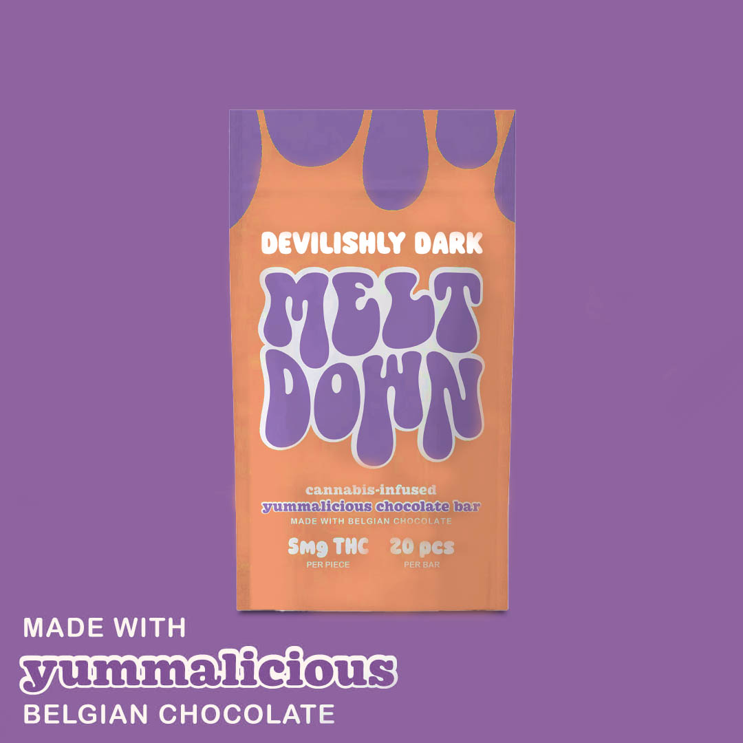 Photograph of product: Meltdown l Devilishly Dark Chocolate Bar 20pcs l 100mg