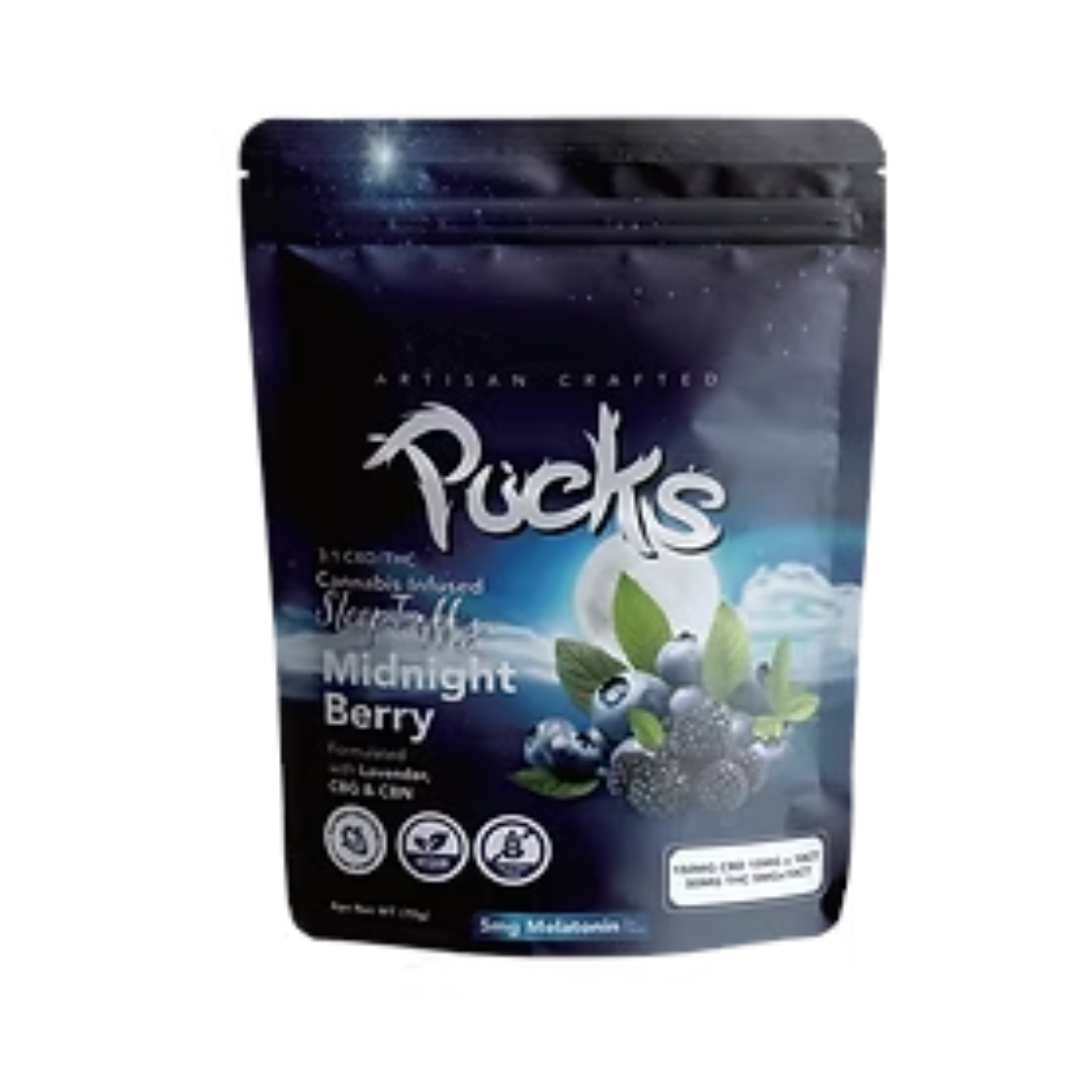 Photograph of product: Pucks - Midnight Berry Taffy - 100mg