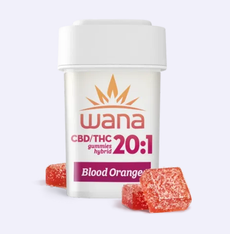 Photograph of product: Sour Blood Orange | 200mg CBD: 10mg THC | Gummy | Wana