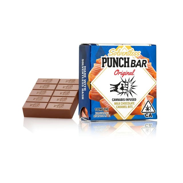 Photograph of product: Caramel Bits | Milk Chocolate | 100mg Solventless PunchBar - 