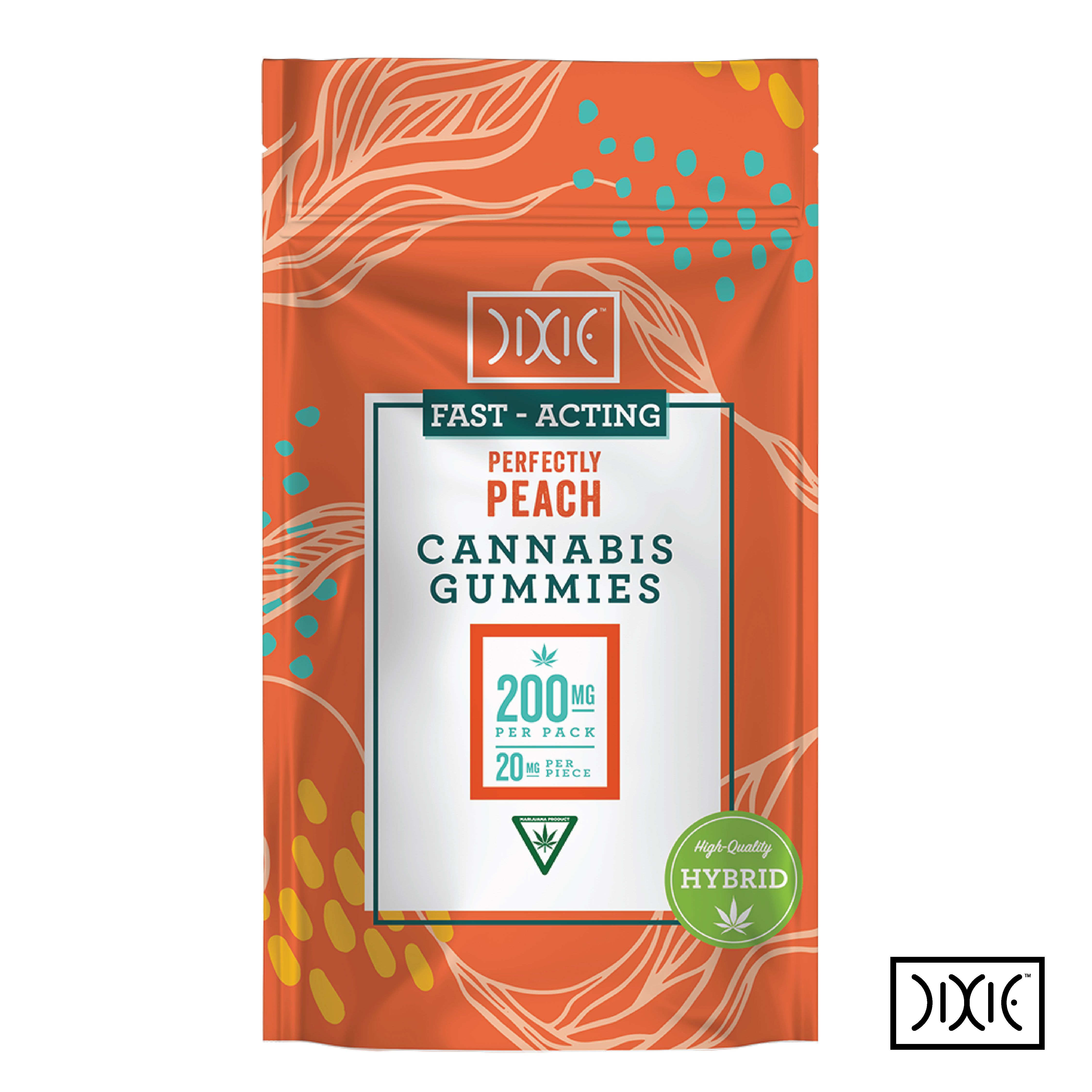 Photograph of product: Dixie | 200mg Gummies | Fast Acting Perfectly Peach