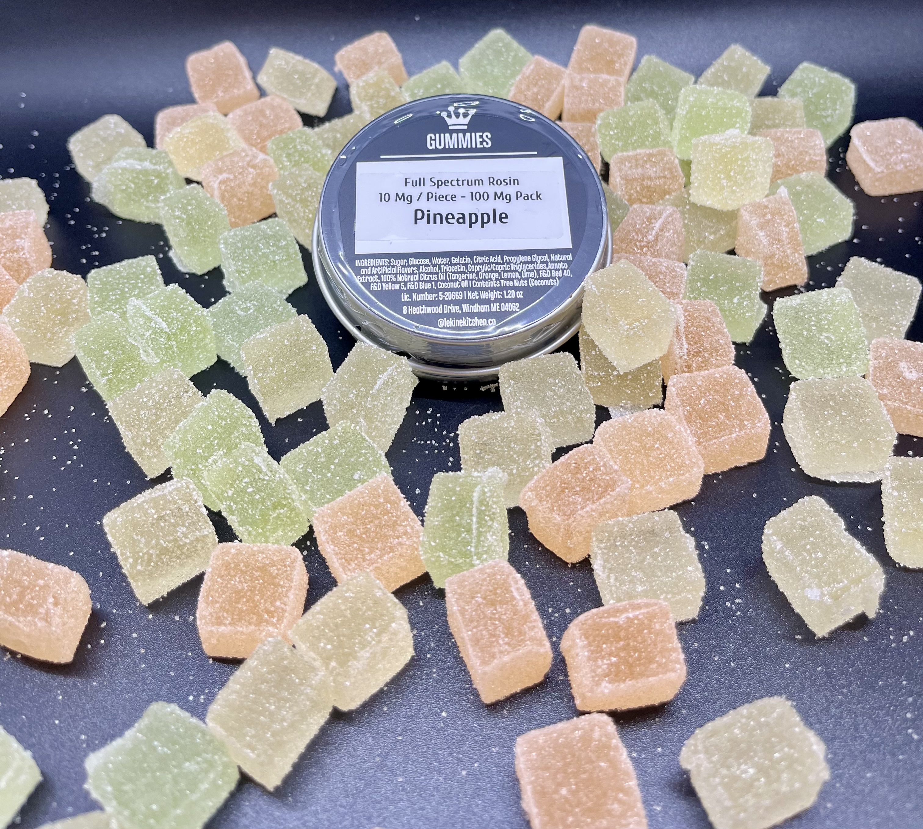Photograph of product: Undertow x Le Kine Kitchen: Pineapple 10mg/100mg au chocolat Rosin Gummies