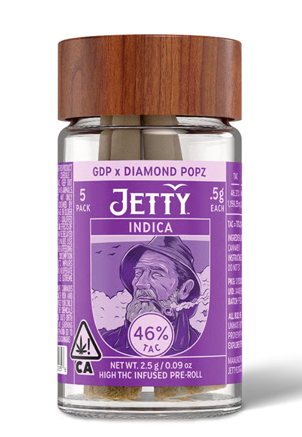 Photograph of product: 5pk - (High THC Infused) - GDP x Diamond Popz - 2.5g (I) - Jetty