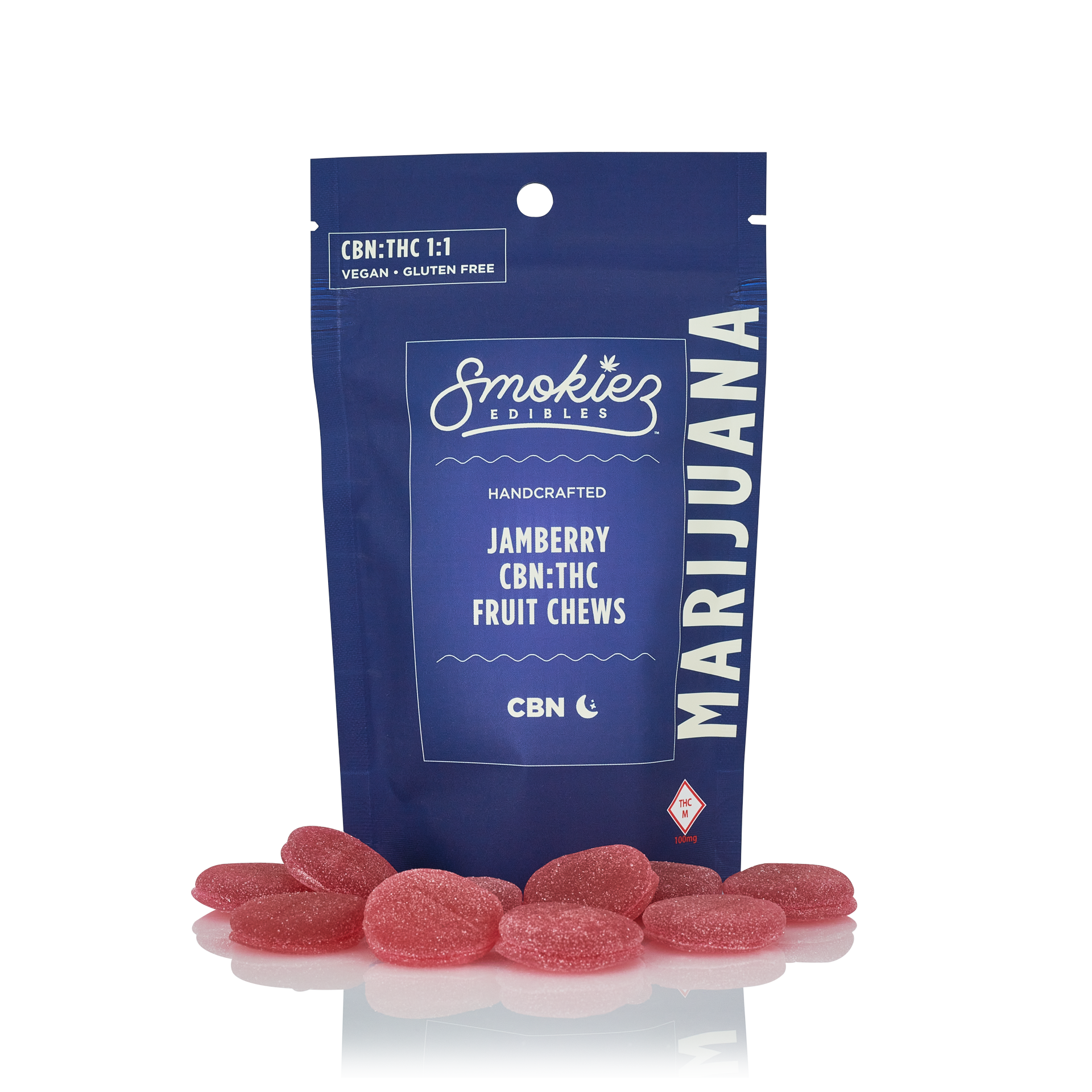 Photograph of product: Jamberry | 1:1 | CBN:TH-oui | 100mg | Gummiez | Smokiez