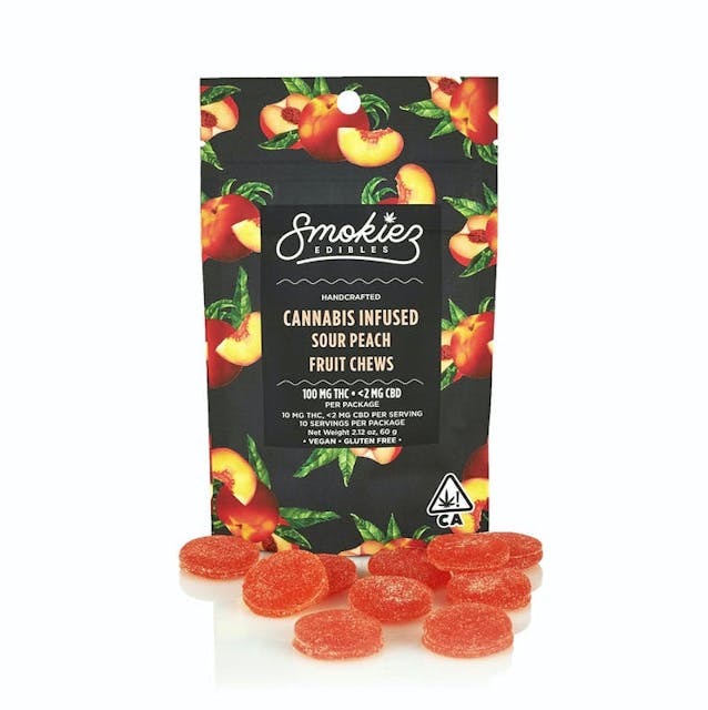 Photograph of product: Sour Peach Vegan Gummies 100mg - 