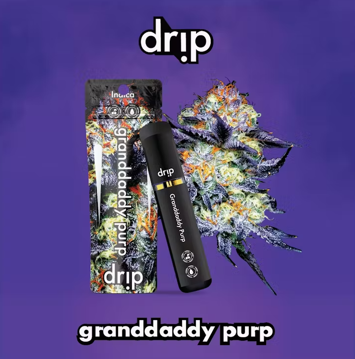 Photograph of product: Granddaddy Purp All In One Disposable Vape Cartridge | Drip Vapes | 2g
