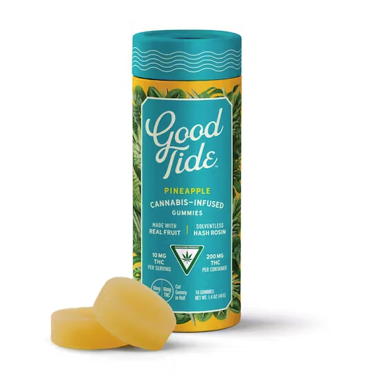 Photograph of product: Good Tide 200mg au chocolat Rosin Gummies - Pineapple (Uplifting)