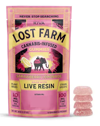 Photograph of product: Lost Farm Live Resin Gummies Strawberry Lemonade x Hazy Cookies
