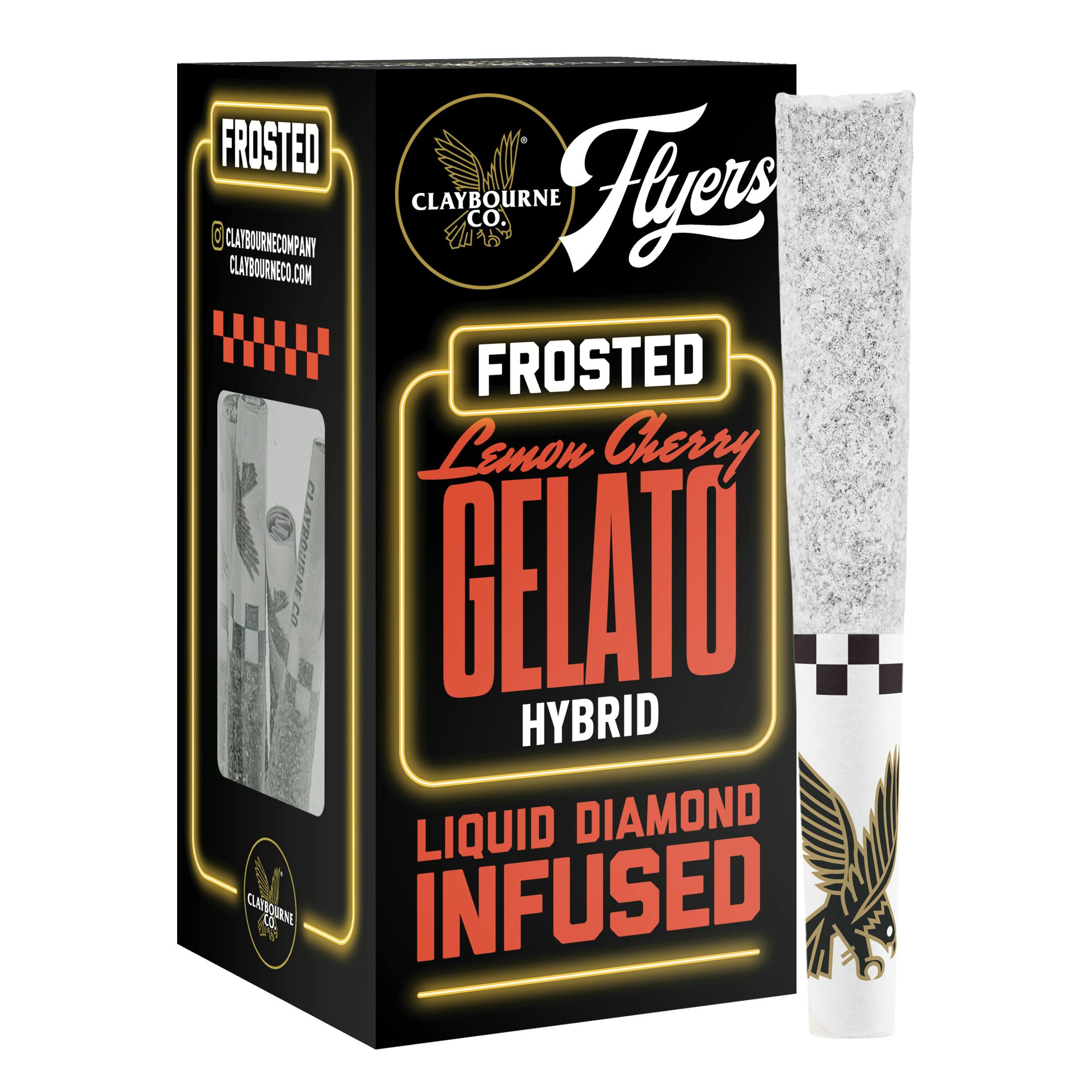 Photograph of product: Claybourne Co. | Lemon Cherry Gelato Diamond Frosted Flyers Infused Pre-Rolls (5 Pack) | 2.5g