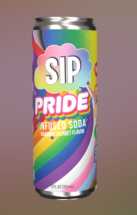 Photograph of product: SIP - Pride Rainbow Sherbet Soda (5mg)