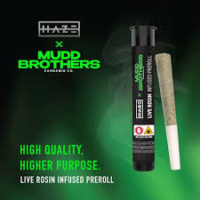 Photograph of Product: Haze x Mudd Brothers Heavy OG x Charlie's Girl #9 (H) Live Rosin Infused Pre-Roll 1g