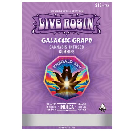 Photograph of product: Galactic Grape Live Rosin 100mg Gummies - 