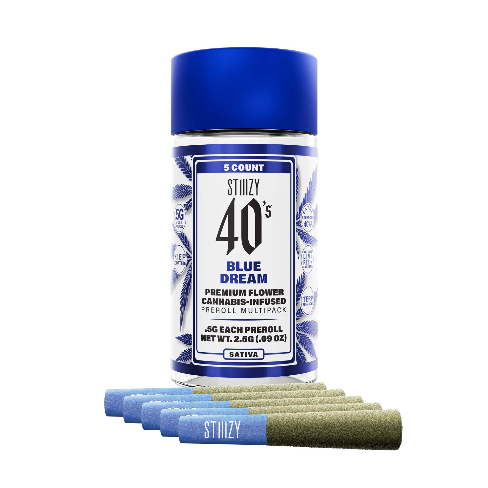 Photograph of product: Blue Dream 40's Infused Pre-Roll 5pk
