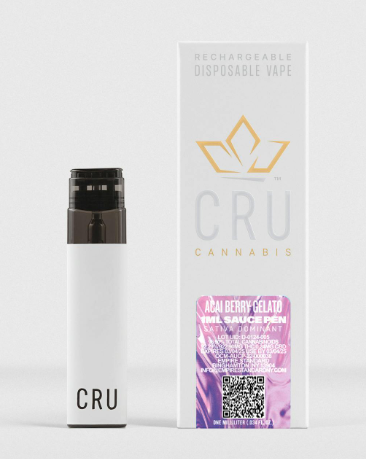 Photograph of product: CRU | ACAI BERRY GELATO | SAUCE PEN AIO VAPE | 1G