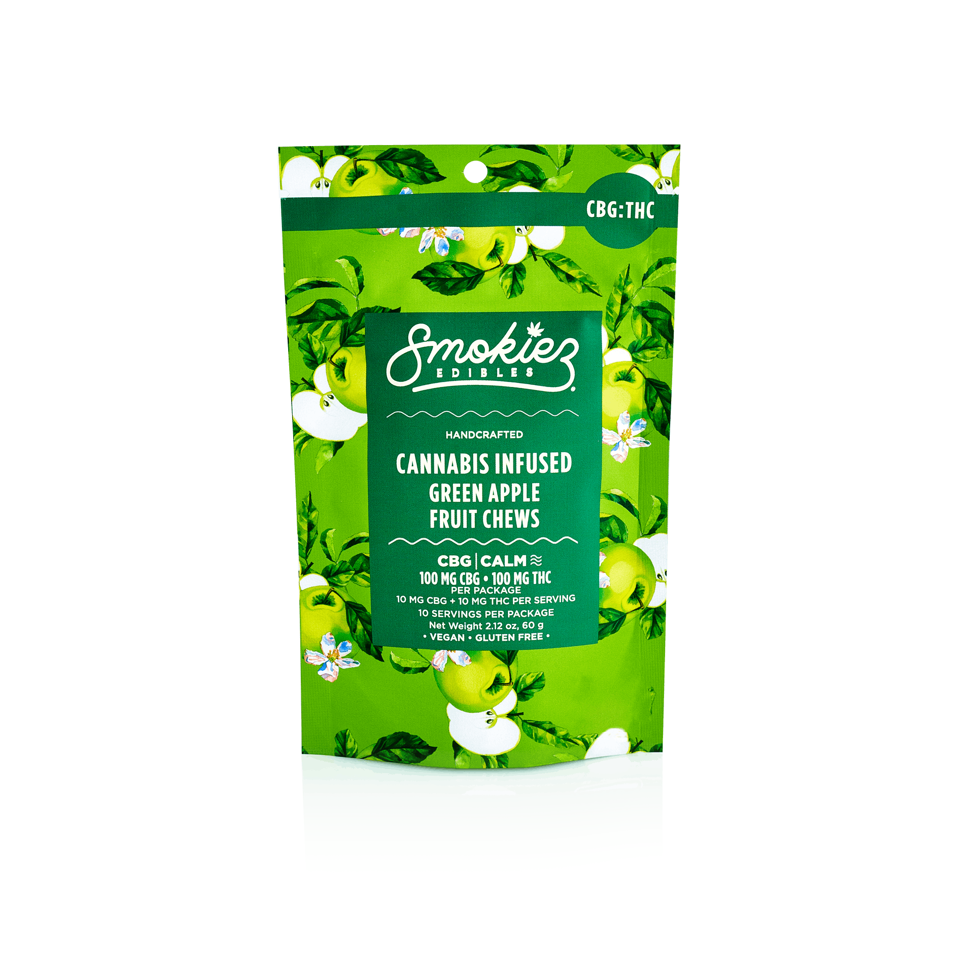 Photograph of product: SMOKIEZ - GUMMIES - 100MG TH-oui / 100MG CBG - 10PK - GREEN APPLE 1:1 - HYBRID