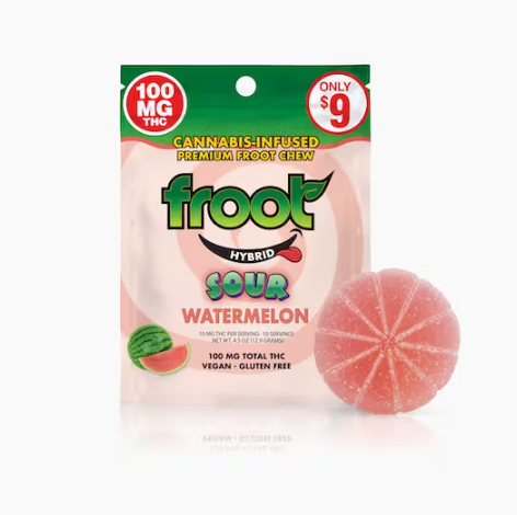 Photograph of product: Froot Sour Gummy Watermelon 100mg